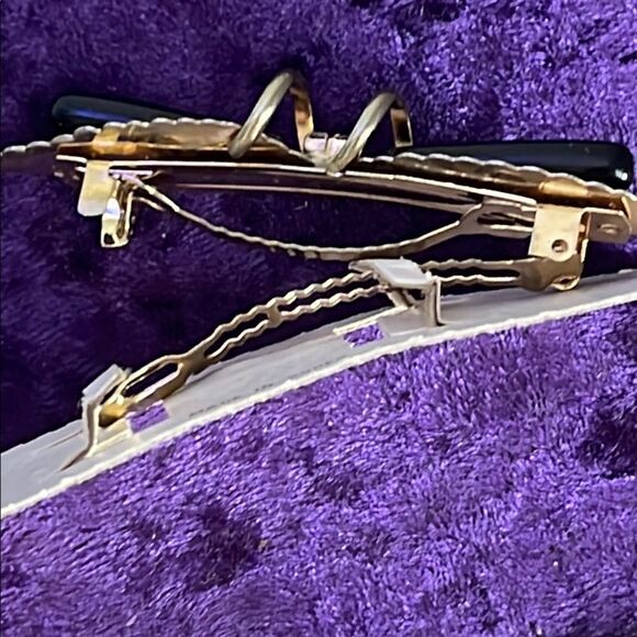 Vintage Elegant Goldtone and Black Barrettes Crystals Korea NWT - Picture 5 of 6